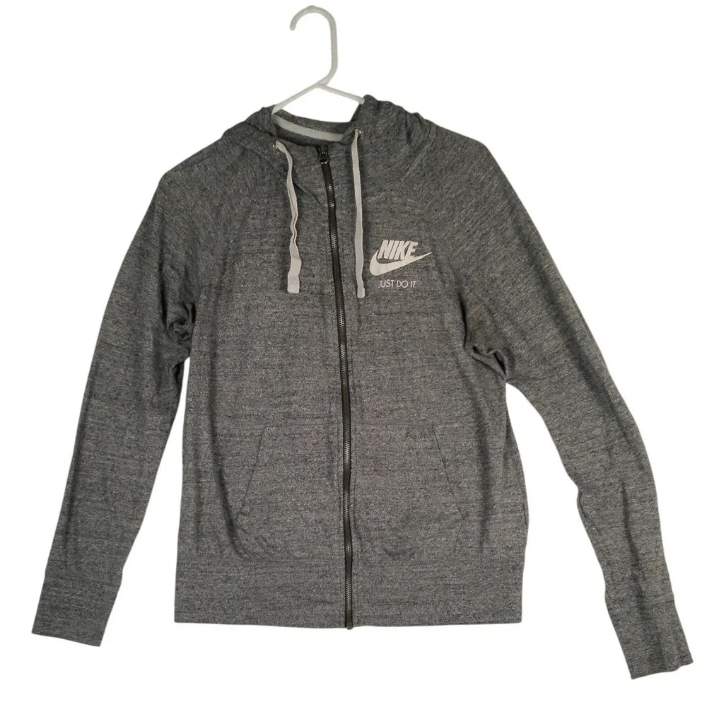 Nike Women Gym Vintage Full Zip Hoodie Heather Grey‎ Medium CJ1694-071